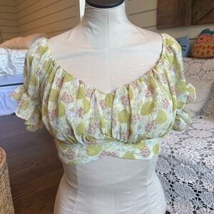 crop top floral tie shirt